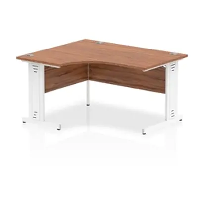 Impulse 1400mm Left Crescent Desk Walnut Top White Cable Managed Leg