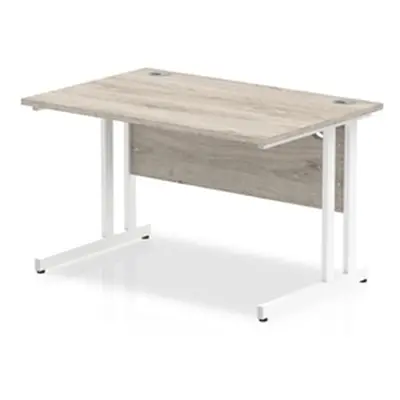 Impulse 1200 x 800mm Straight Desk Grey Oak Top White Cantilever Leg