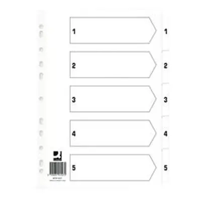 Q Connect Index 1-5 Board Reinforced White (50 Pack)