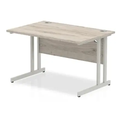 Impulse 1200 x 800mm Straight Desk Grey Oak Top Silver Cantilever Leg