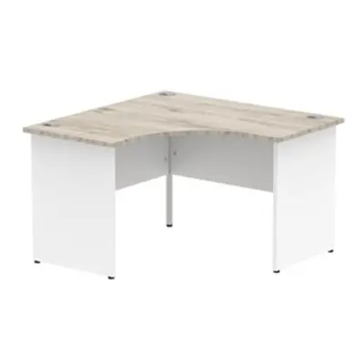 Impulse 1200mm Corner Desk Grey Oak Top White Panel End Leg