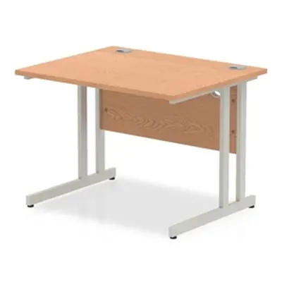 Impulse 1000/800 Rectangle Silver Cantilever Leg Desk Oak - I000805