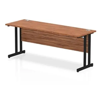 Impulse 1800 x 600mm Straight Desk Walnut Top Black Cantilever Leg