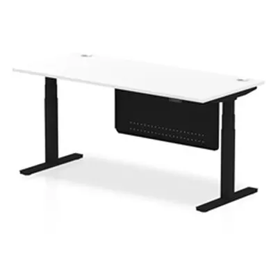 Air 1800x800 Height Adjustable Desk White CP Black Leg Modesty Panel