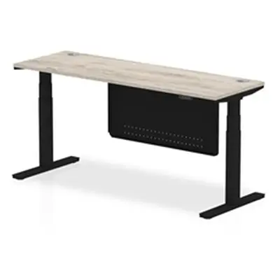 Air 1800x600 Height Adjustable Desk Grey Oak CP Black Leg Modesty Pnl