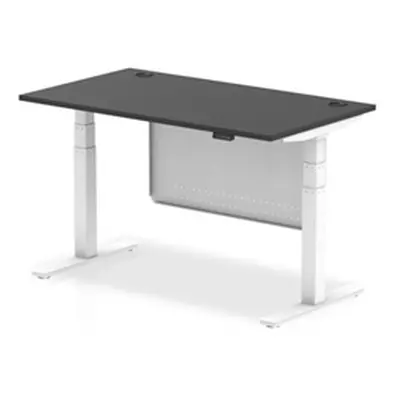 Air 1400x800 Height Adjustable Desk Black CP White Leg Modesty Panel