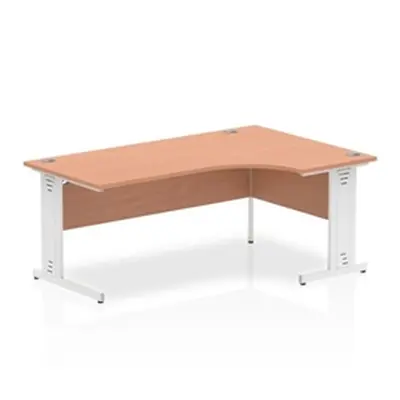 Impulse 1800mm Right Crescent Desk Beech Top White Cable Managed Leg