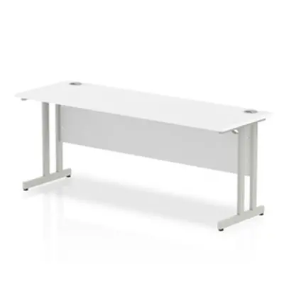 Impulse 1800/600 Rectangle Silver Cantilever Leg Desk White - MI002199