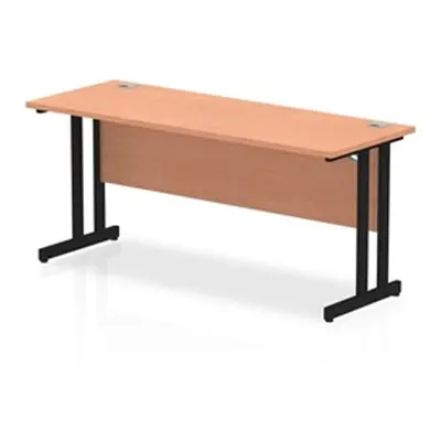 Impulse 1600 x 600mm Straight Desk Beech Top Black Cantilever Leg