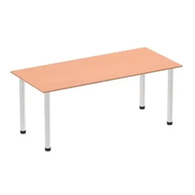 Impulse 1800mm Straight Table Beech Top Brushed Aluminium Post Leg