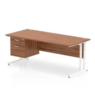 Impulse 1800 Rectangle White Cant Leg Desk Walnut 1 x 2 - MI001926