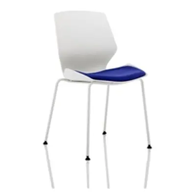 Florence White Frame Visitor Chair in Bespoke Seat Stevia Blue