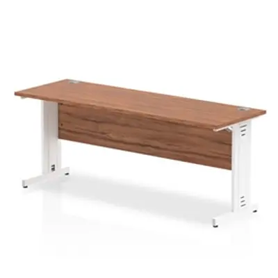 Impulse 1800 x 600mm Straight Desk Walnut Top White Cable Managed Leg