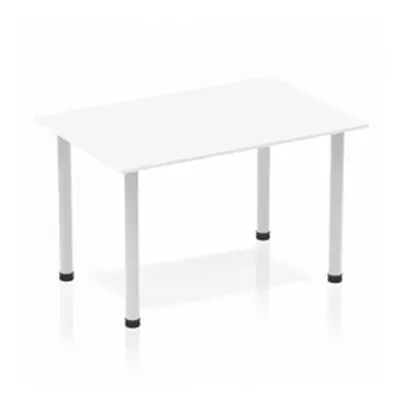 Impulse Straight Table 1200 White Post Leg Silver - BF00172