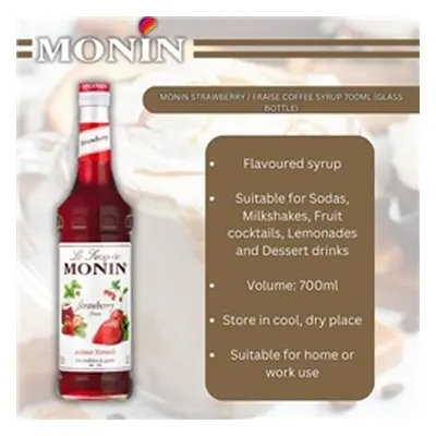 Monin Strawberry/Fraise Coffee Syrup 700ml (Glass)