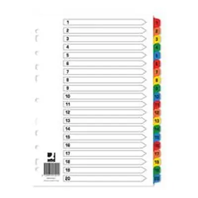 Q-Connect Index 1-20 Board Reinforced Multicoloured (10 Pack) KF01521Q