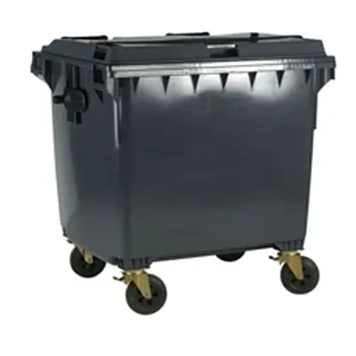 Wheelie Bin with Flat Lid 1100 Litre Grey H1450xW1400xD1200mm 377396