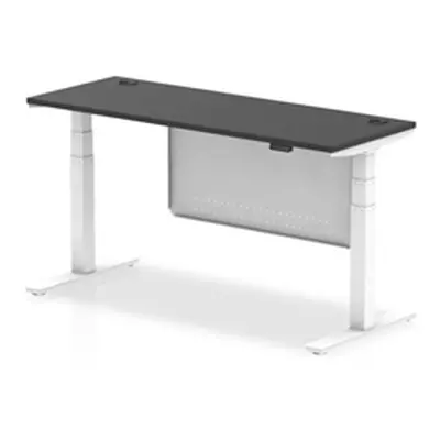 Air 1600x600 Height Adjustable Desk Black CP White Leg Modesty Panel