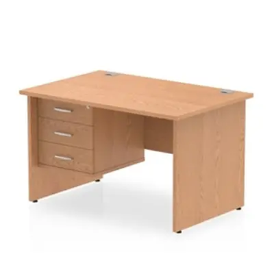 Impulse 1200 Rectangle Panel End Leg Desk Oak 1 x 3 Drawer - MI002706