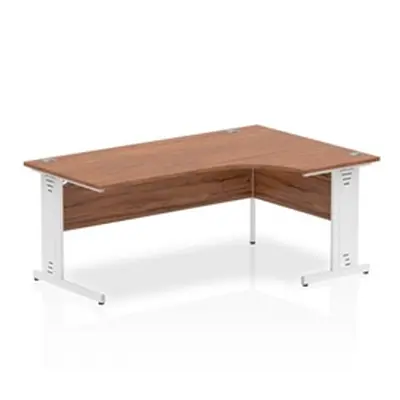 Impulse 1800mm Left Crescent Desk Walnut Top White Cable Managed Leg