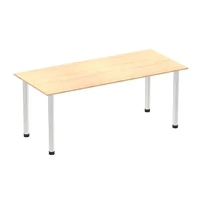 Impulse 1800mm Straight Table Maple Top Brushed Aluminium Post Leg