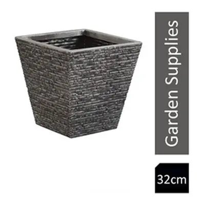 Strata Slate Pewter 32cm Short Tapered Planter {GN688}