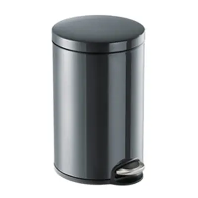 Durable Round Powder Coated Metal Pedal Bin 12 Litre Charcoal 341158