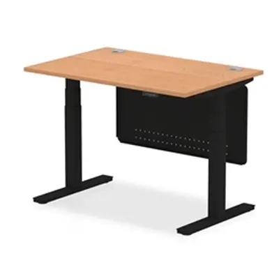 Air 1200x800 Height Adjustable Desk Oak CP Black Leg Modesty Panel