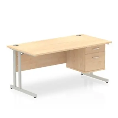 Impulse 1600 Rectangle Silver Cant Leg Desk Maple 1 x 2 - MI002433