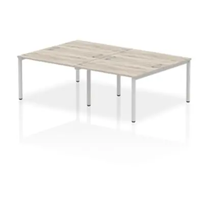 Impulse Bench B2B 4 Person 1200 Silver Frame Bench Desk Grey Oak