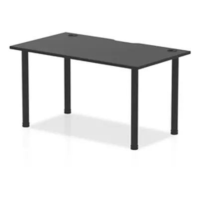 Impulse Black 1400 x 800mm Straight Table Black Top with CP Black Leg