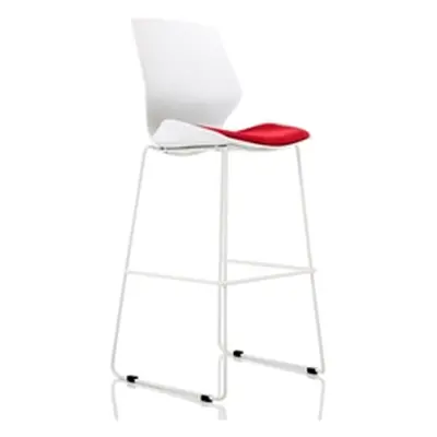 Florence White Frame High Stool in Bespoke Seat Bergamot Cherry