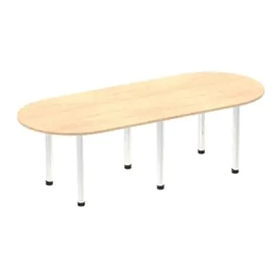 Impulse 2400mm Boardroom Table Maple Top Chrome Post Leg