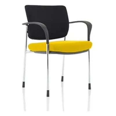 Brunswick Deluxe Black Fabric Back Chrome Frame Seat Yellow With Arms