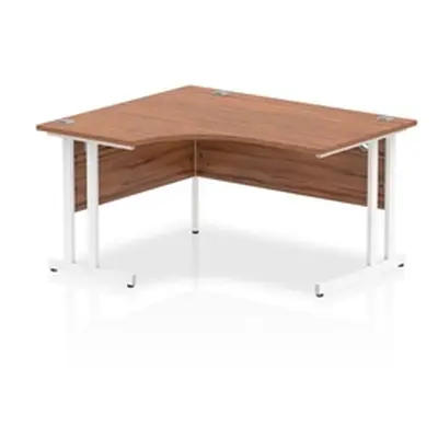 Impulse 1400mm Left Crescent Desk Walnut Top White Cantilever Leg