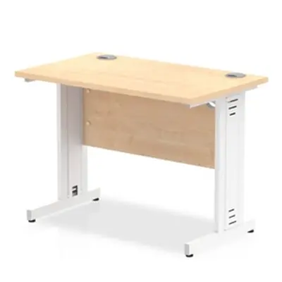 Impulse 1000 x 600mm Straight Desk Maple Top White Cable Managed Leg