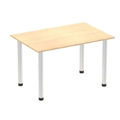 Impulse 1200mm Straight Table Maple Top Brushed Aluminium Post Leg