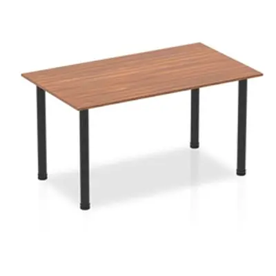 Impulse 1400mm Straight Table Walnut Top Black Post Leg