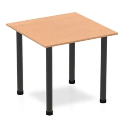 Impulse 800mm Square Table Oak Top Black Post Leg