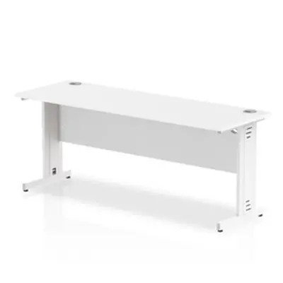 Impulse 1800 x 600mm Straight Desk White Top White Cable Managed Leg