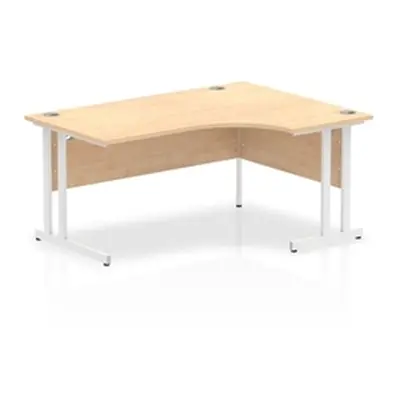 Impulse 1600mm Right Crescent Desk Maple Top White Cantilever Leg