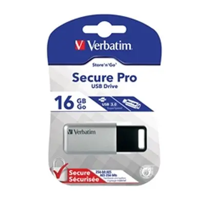 Verbatim Silver/Black Secure Pro USB 3.0 Flash Drive 16GB 98664