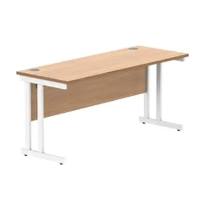 Office Rectangular Desk Steel Double Cantilever 1600X600 Beech/White