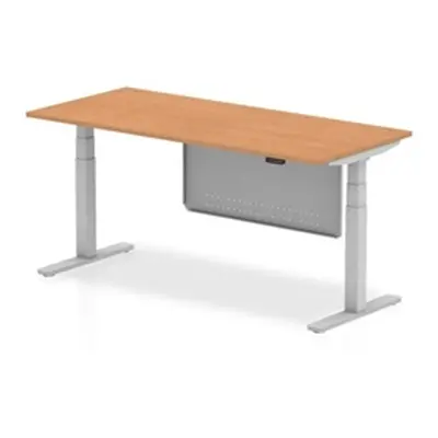 Air 1800 x 800mm Height Adjustable Desk Oak Silver Leg Modesty Panel