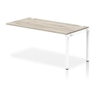 Impulse Bench Single Row Ext Kit 1600 White Frame Bench Desk Grey Oak