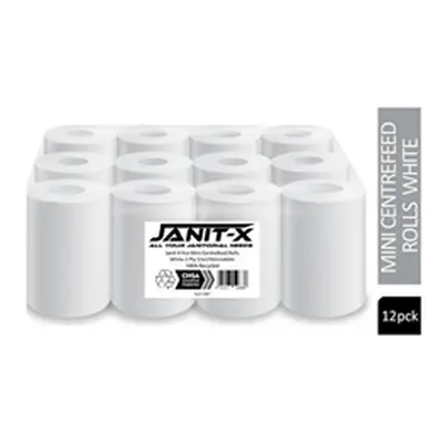 Janit-X Eco 100% Recycled Mini Centrefeed Rolls White 2 Ply 12x60m