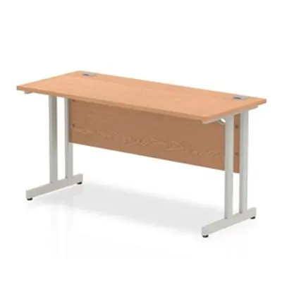 Impulse 1400/600 Rectangle Silver Cantilever Leg Desk Oak - MI002649