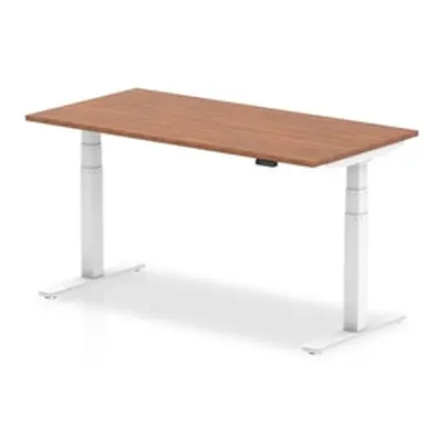 Air 1600/800 Walnut Height Adjustable Desk With White Legs - HA01027