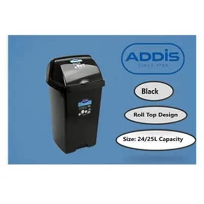 Addis Black Roll Top Bin 25 Litre