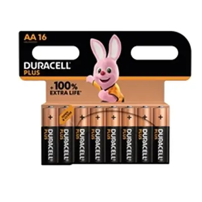 Duracell Plus AA Battery Alkaline 100% Extra Life (Pack of 16) 5009375